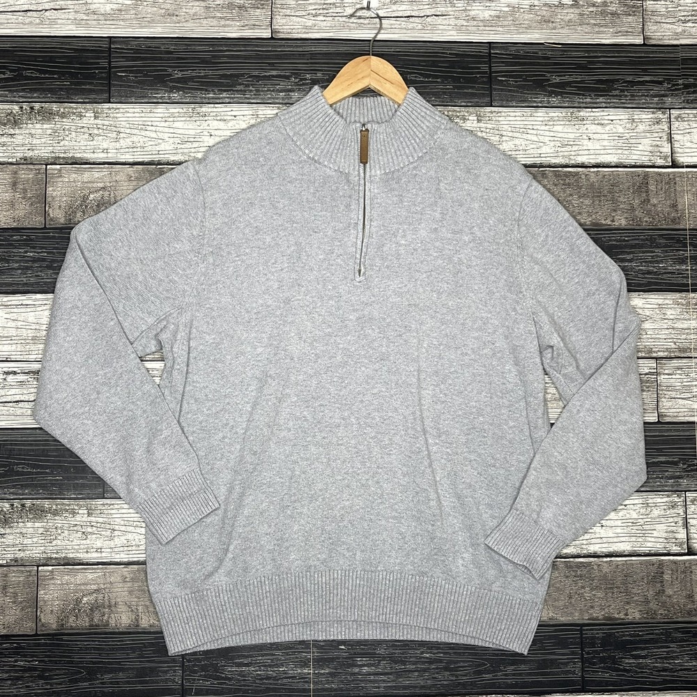 Duluth‎ Trading Sweater Mens Size Large Gray Pullover 1/4 Zip Outdoors Casual
